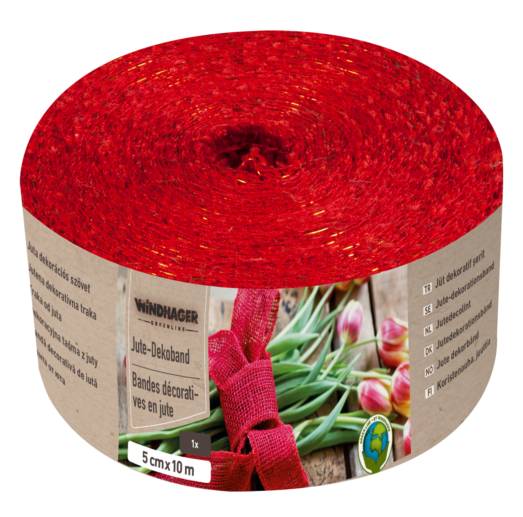 Jute-Dekoband 10m rot