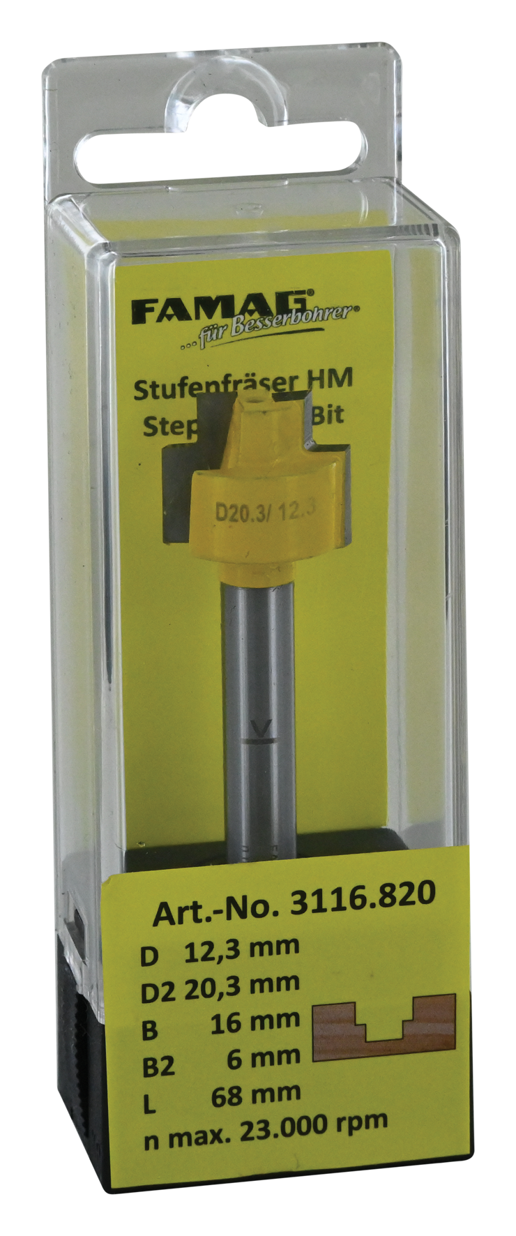 Stufenfräser ø20.3 L16 S8
