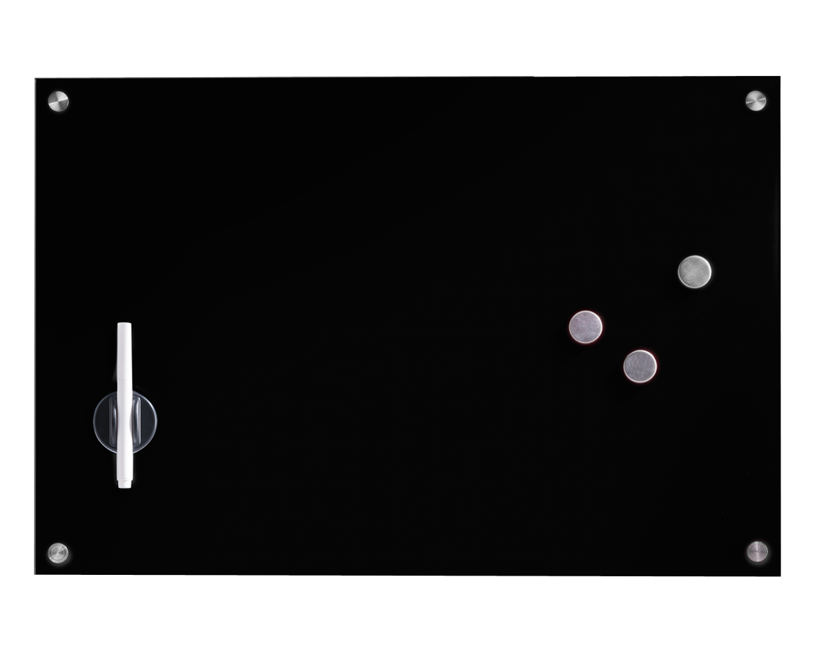 Memobord Glas schwarz 40x40cm