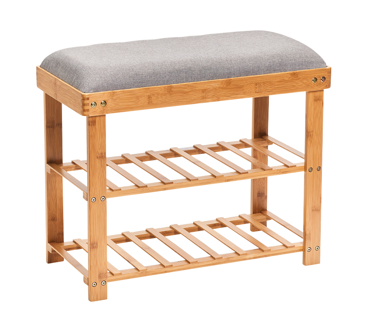 Schuhbank mit 2 Ablagen grau