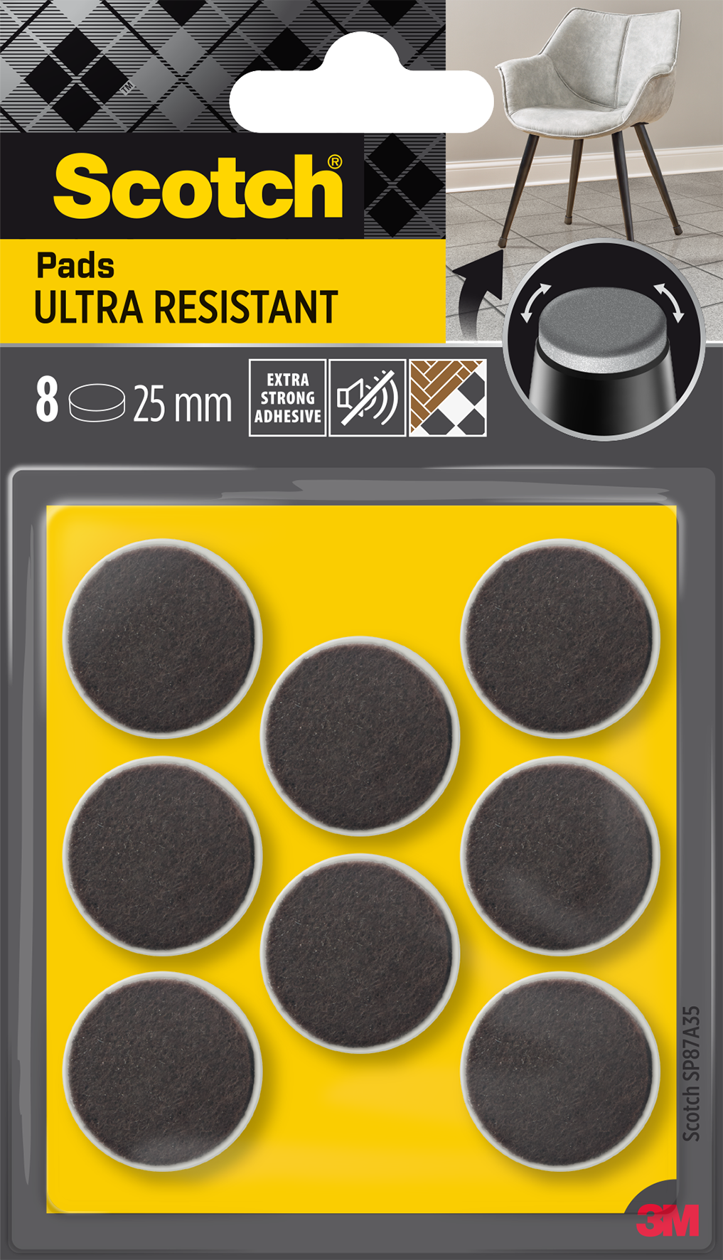 Filzgle.Pads U.Res.ø25 8St. gr