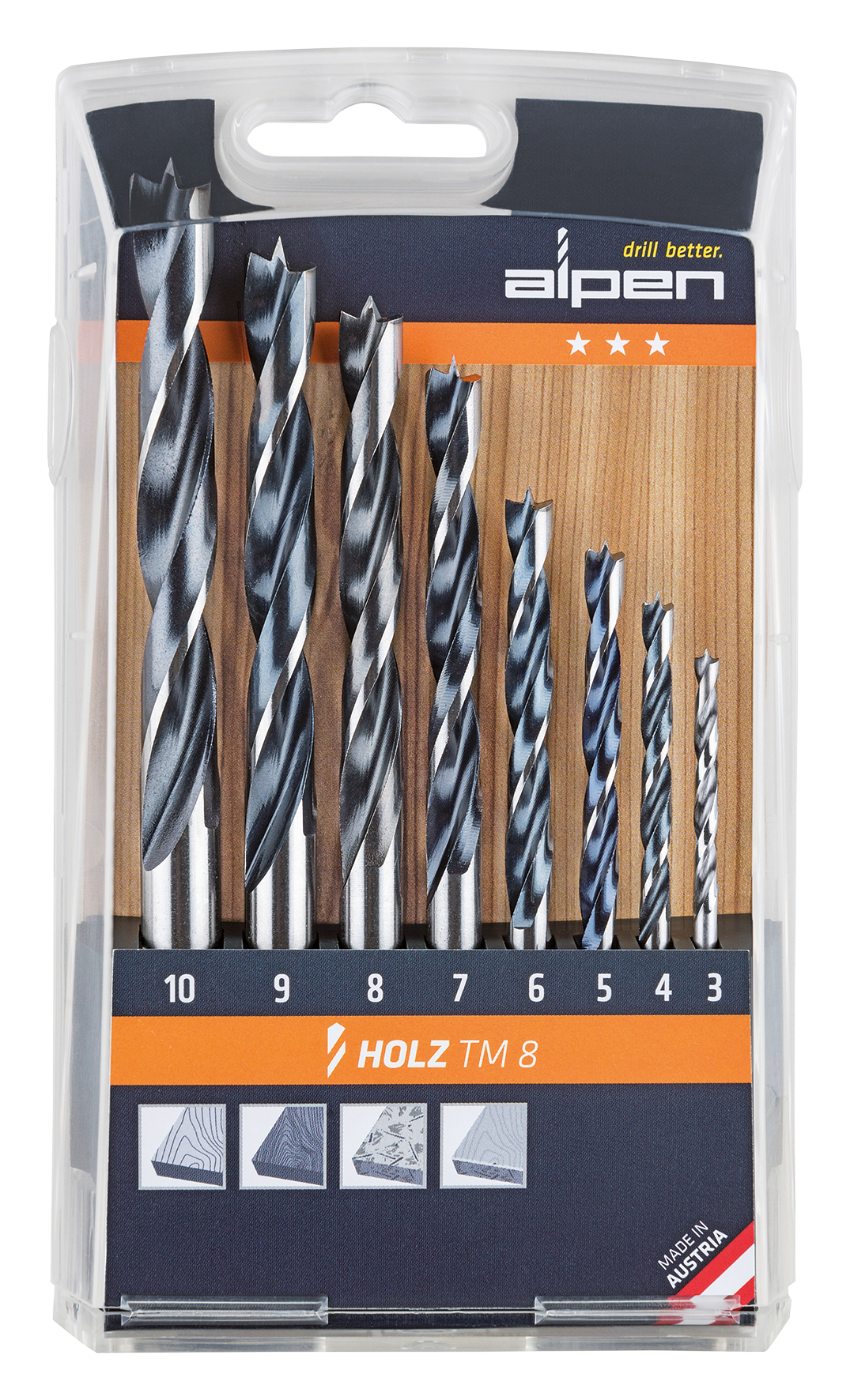 Holzspiralbohrersatz 8tlg.