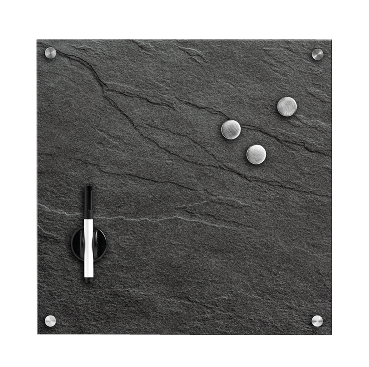 Memobord Glas Schiefer 40x40cm