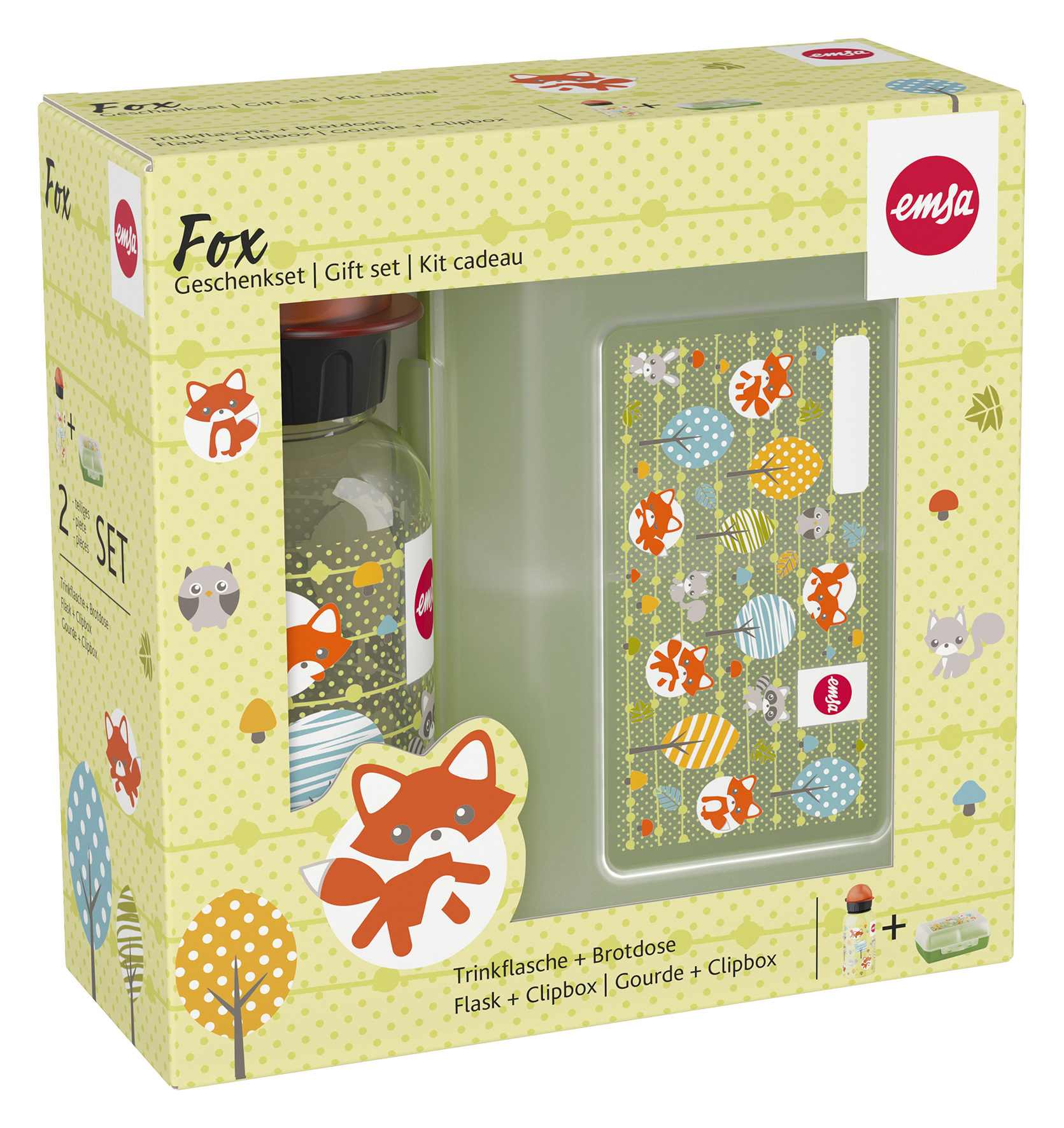 Trinkflasche u. Dose Set Fuchs