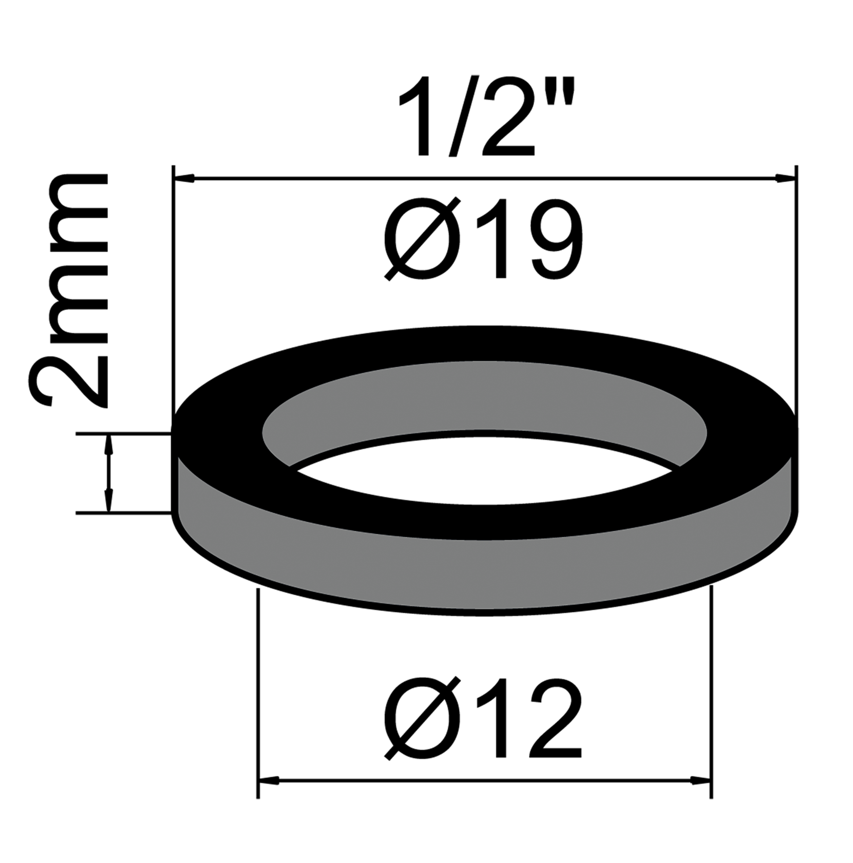 Gummid. 10St. 1/2" 12x19x2mm