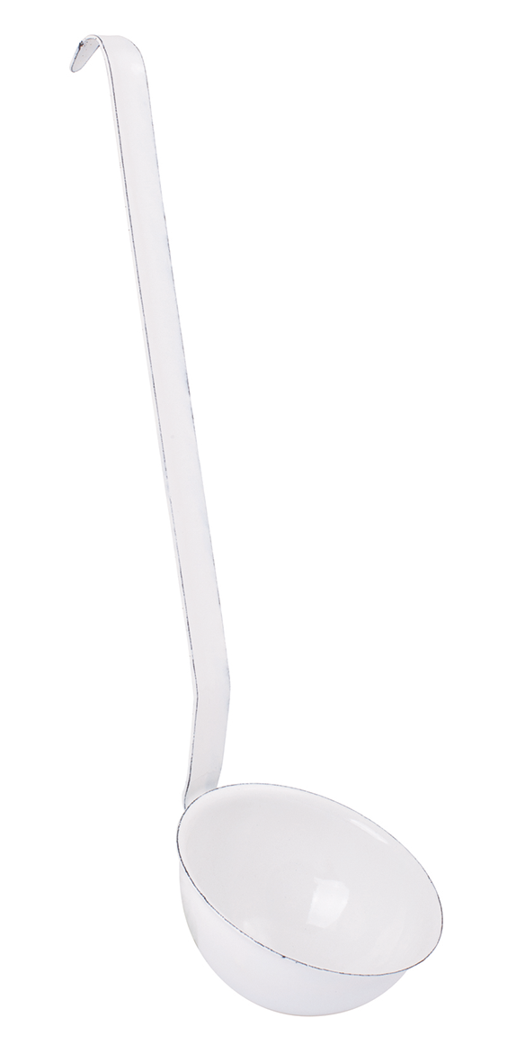 Suppenkelle Email weiss blau