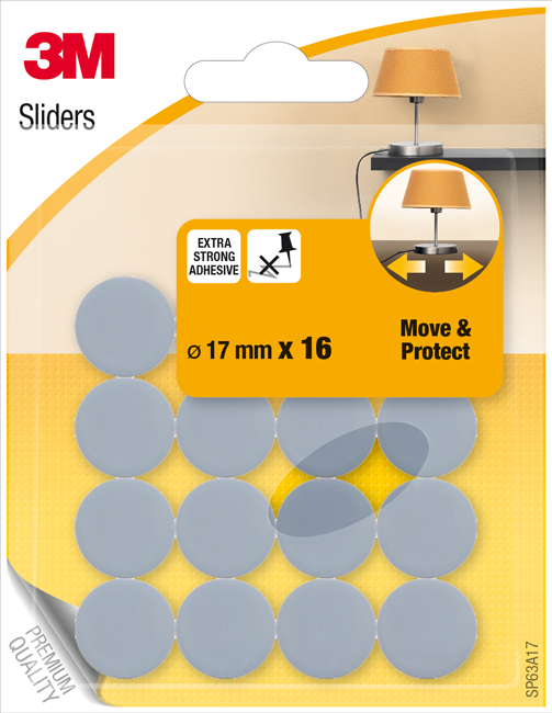 Möbelg. Sliders ø17mm 16St. gr