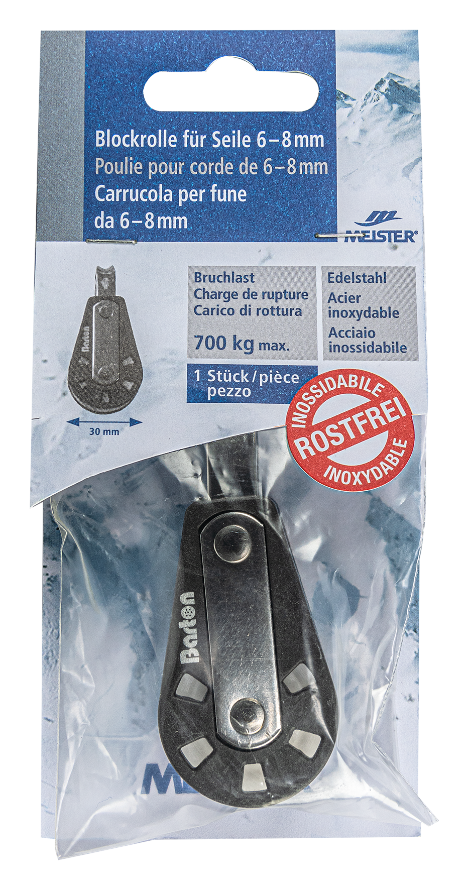 Blockrolle Inox ø30mm 6-8mm