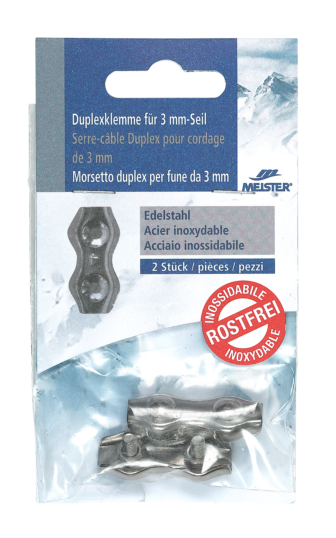 Duplexklemme Chrom3mm blank