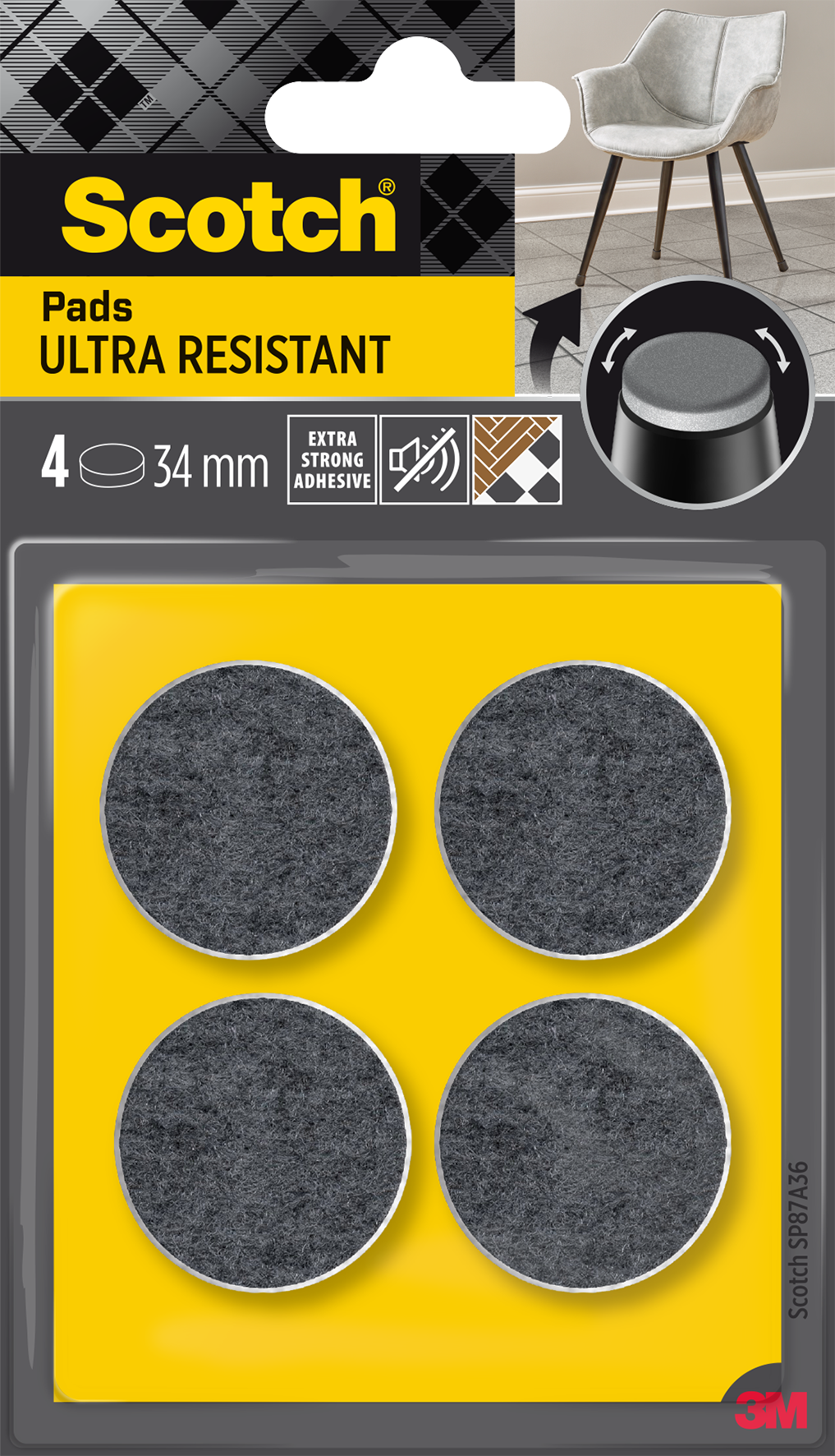 Filzgle.Pads U.Res. ø34 4St.gr