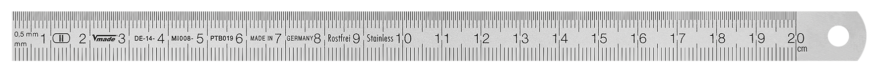 Stahlmassstab 200 mm Inox