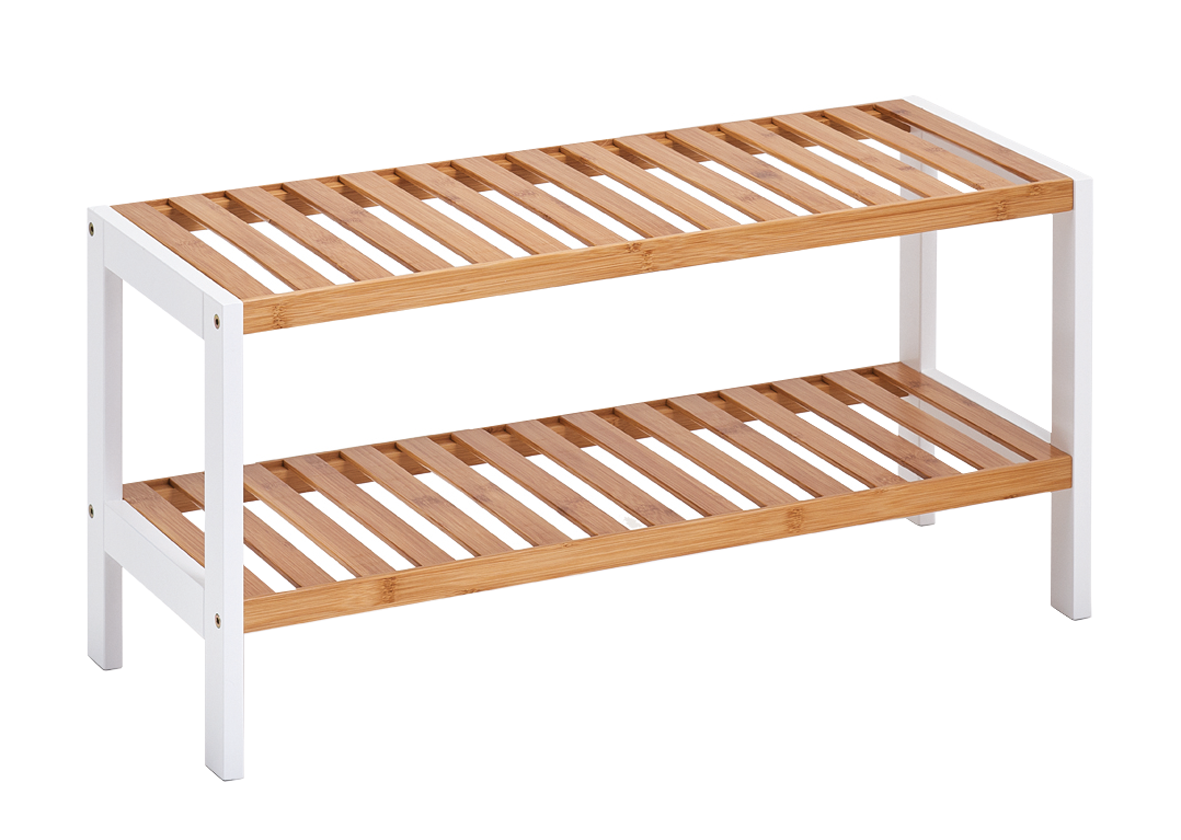 Schuhregal m.2Abl.Bamboo weiss
