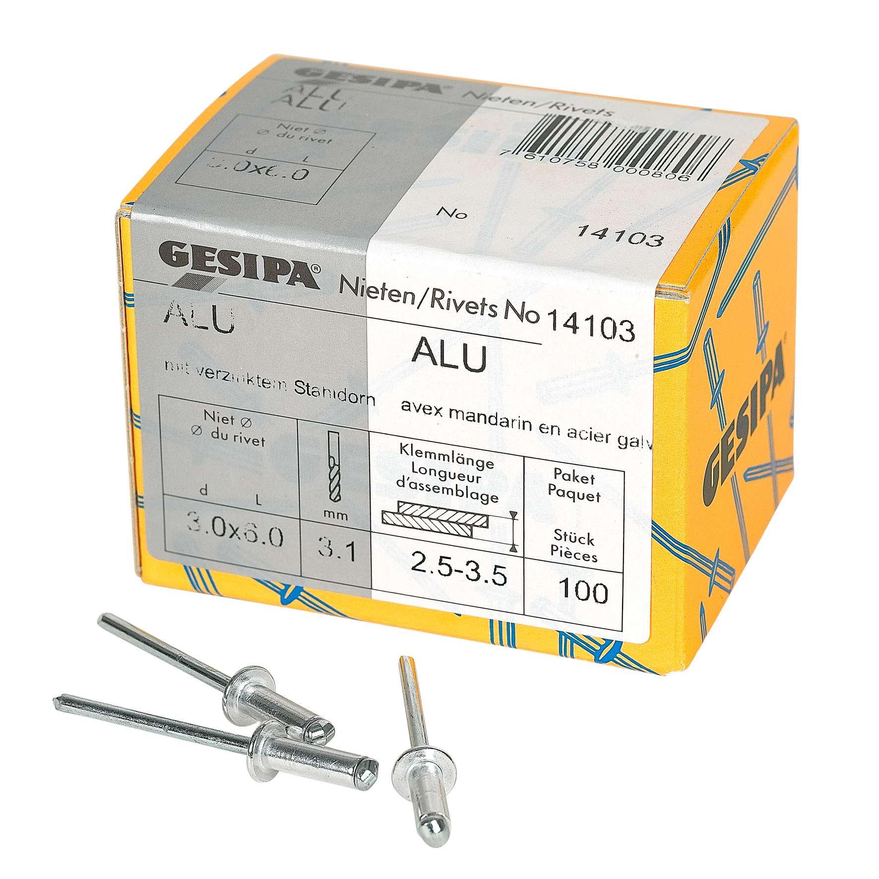 Blindnieten 3.0x6 Alu 100 Stk