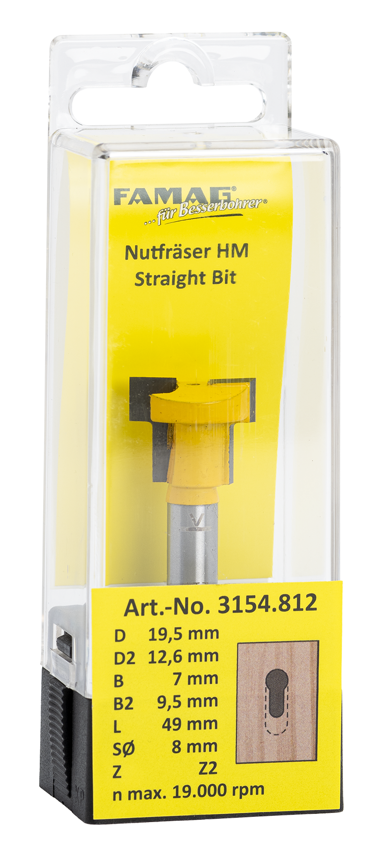 T-Nutfräser ø19.5 L12.6 S8