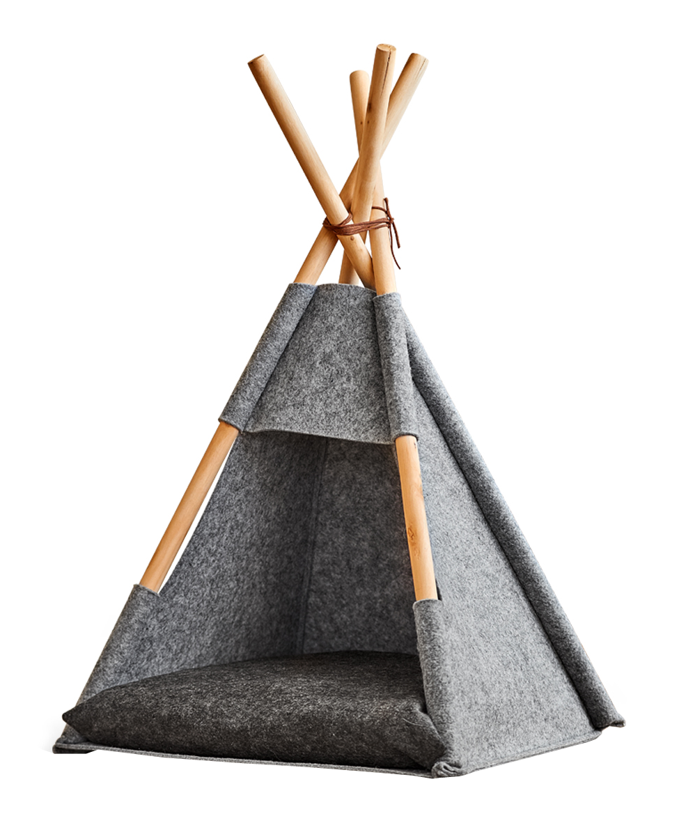 Tipi Katzen Zelt Filz grau