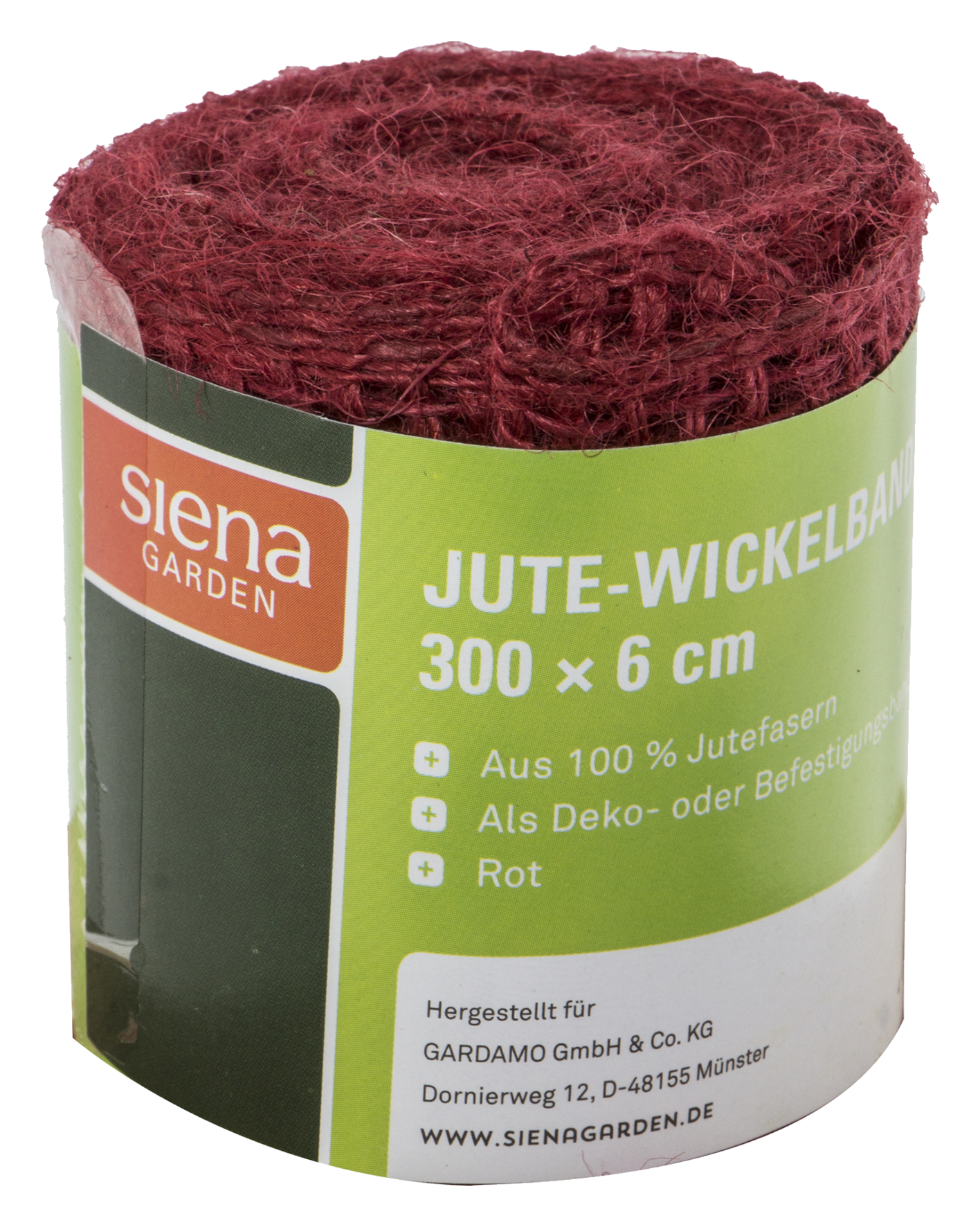 Juteband 300x6 cm rot