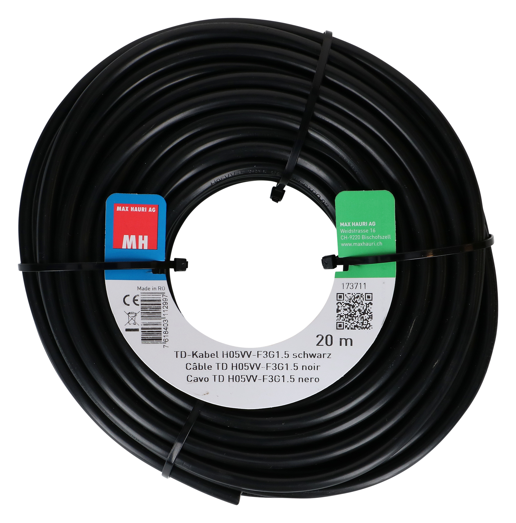 Kabel TD 3x1.5 mm² 20 m sw