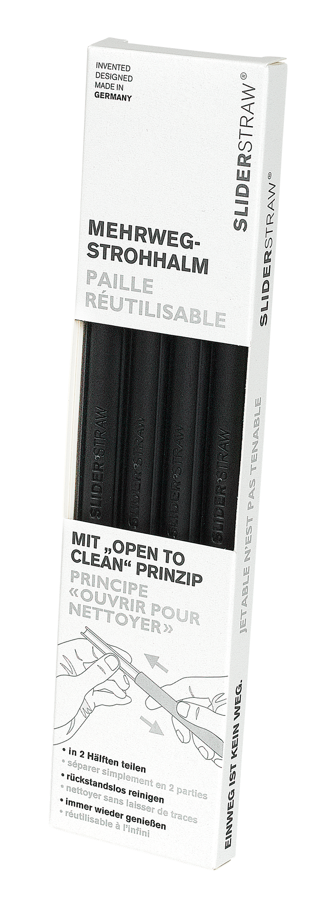 Trinkhalm schwarz 4Stk. 21.5cm