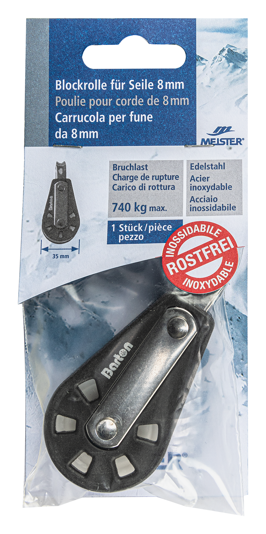 Blockrolle Inox ø35mm 8mm