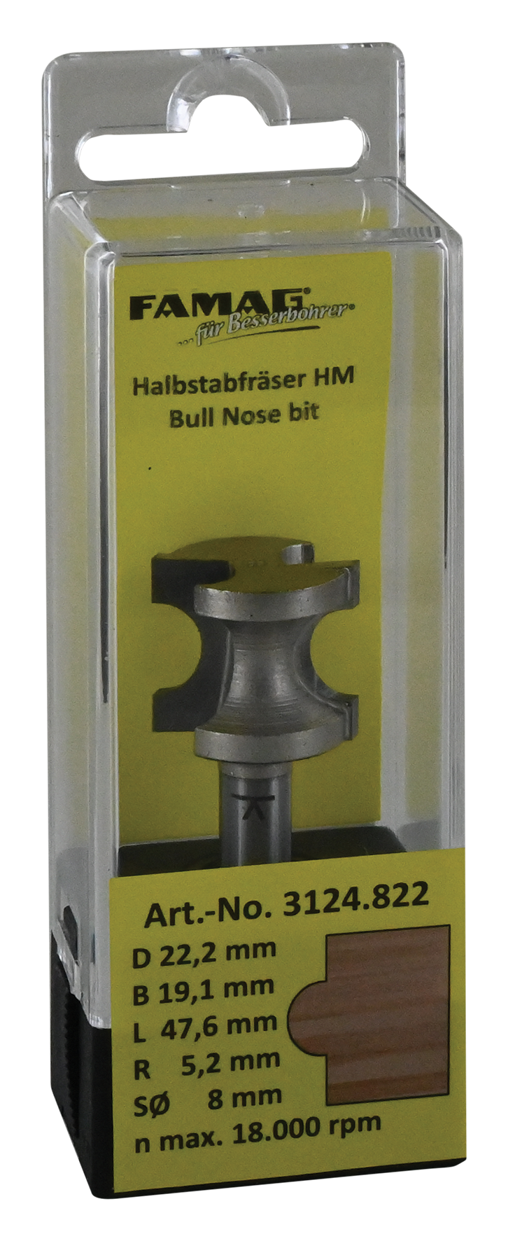 Halbstabfräse ø22.2 L19.1 S8