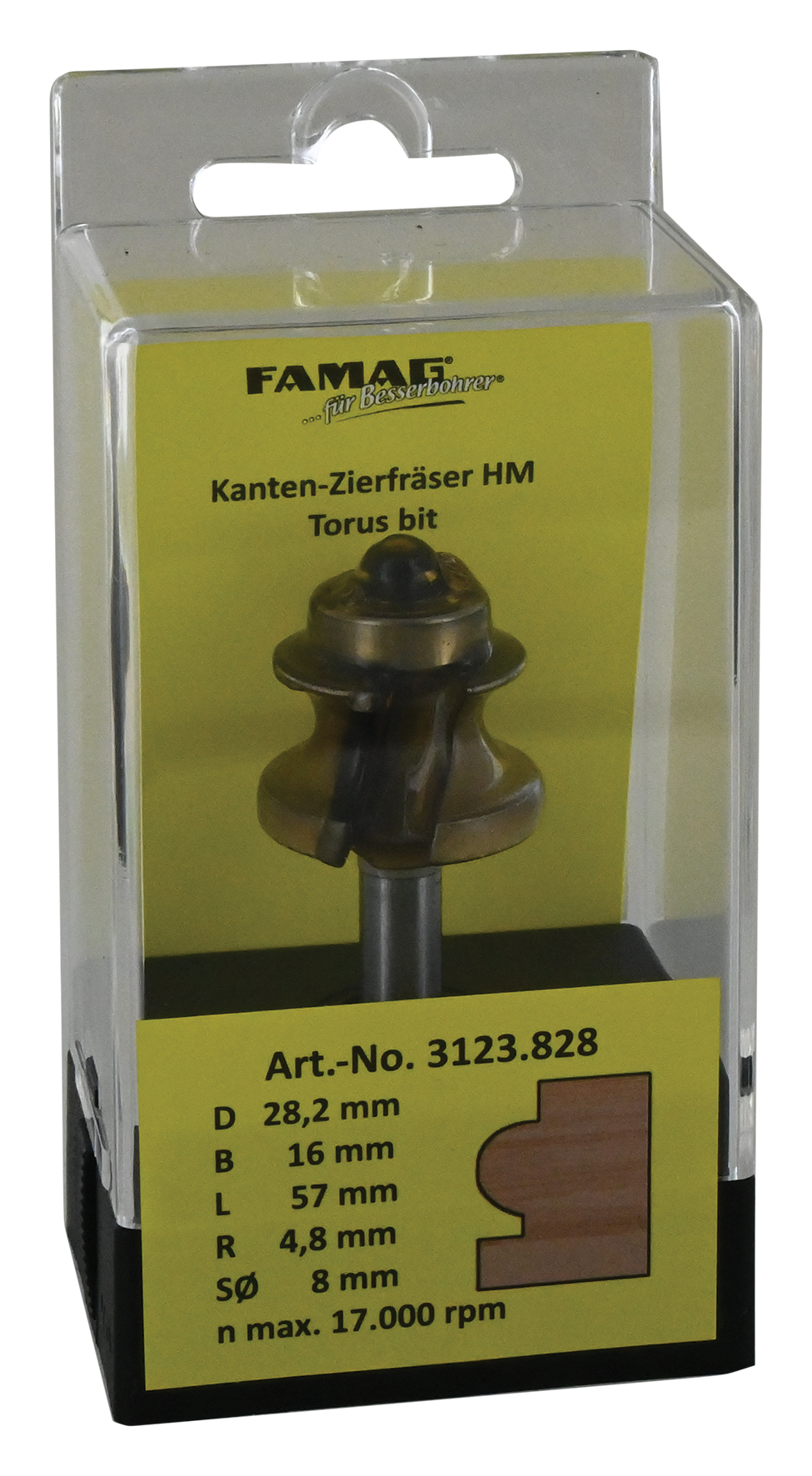 Kanten-Zierfräser ø28.2 L16 S8
