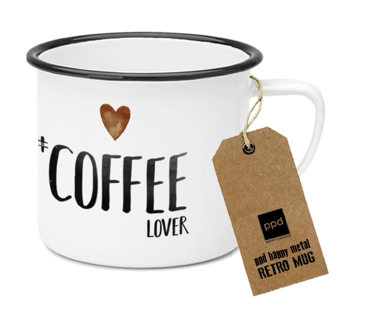 Happy Metal Mug Coffee Lover
