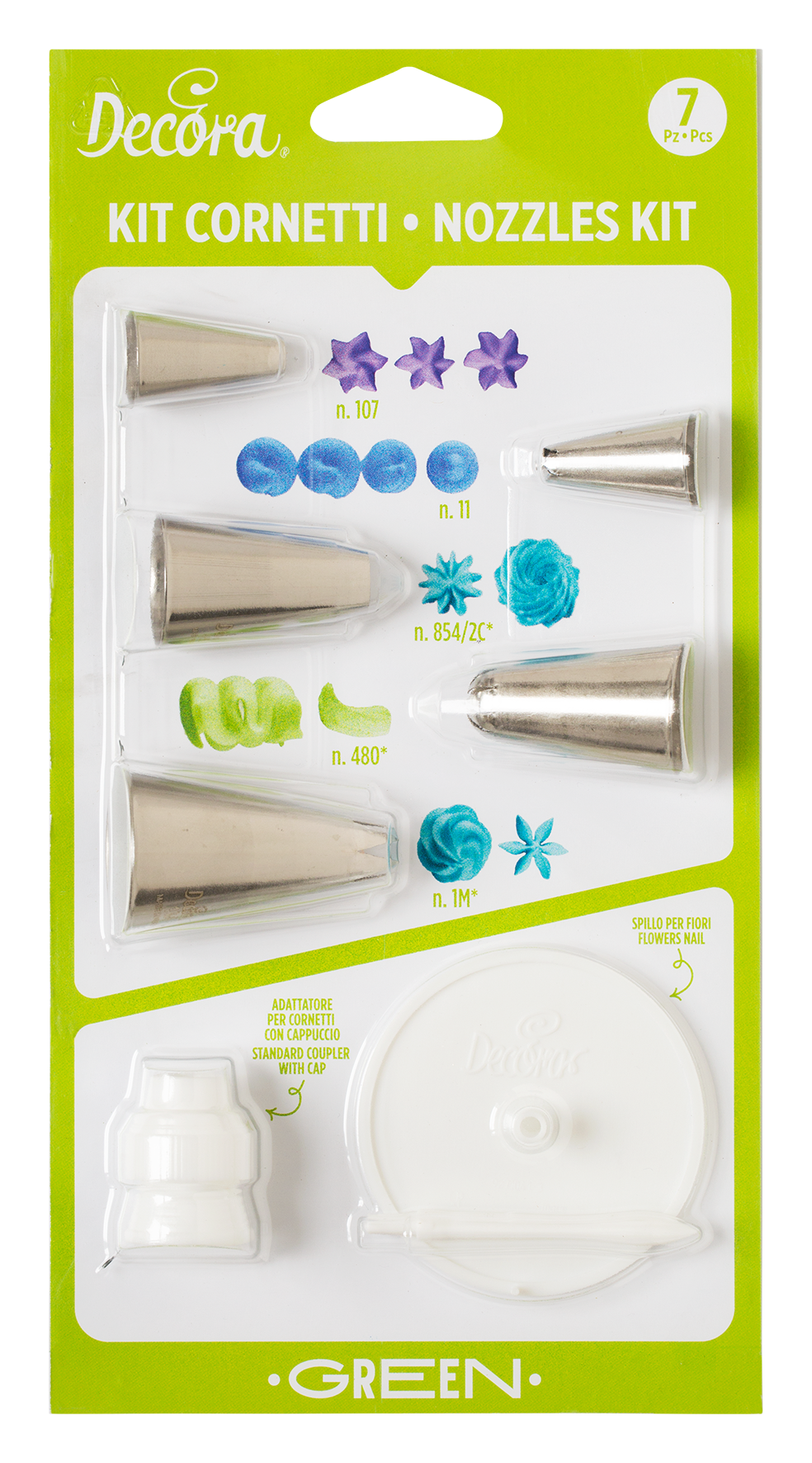 Spritztüllen-Set grün 7-teilig